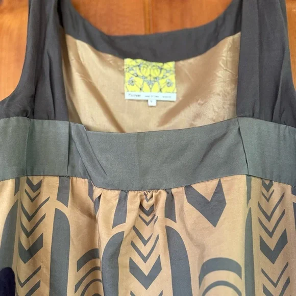 FLOREAT ANTHROPOLOGIE FULLY LINED SILK & COTTON SLEEVELESS Dress - Picture 4 of 5